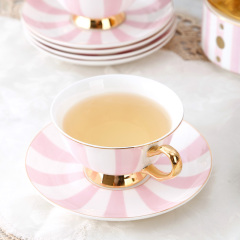 Nordic Stripe Polka Dot Design Ceramic Coffee Cup And Saucer 12 Pcs Afternoon Tea Gift Set