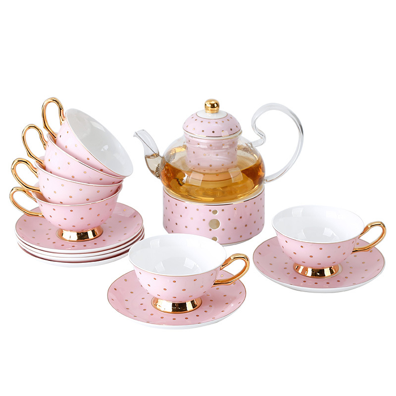 Nordic Stripe Polka Dot Design Ceramic Coffee Cup And Saucer 12 Pcs Afternoon Tea Gift Set
