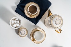 European Luxury Golden Handle Ceramic Coffee Cup Tea Pot And Saucer 11 Pcs Afternoon Tea Gift Set