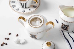 Roman Numeral Clock Design Exquisite Ceramic Coffee Cup Tea Cup And Saucer 11 Pcs Afternoon Tea Set
