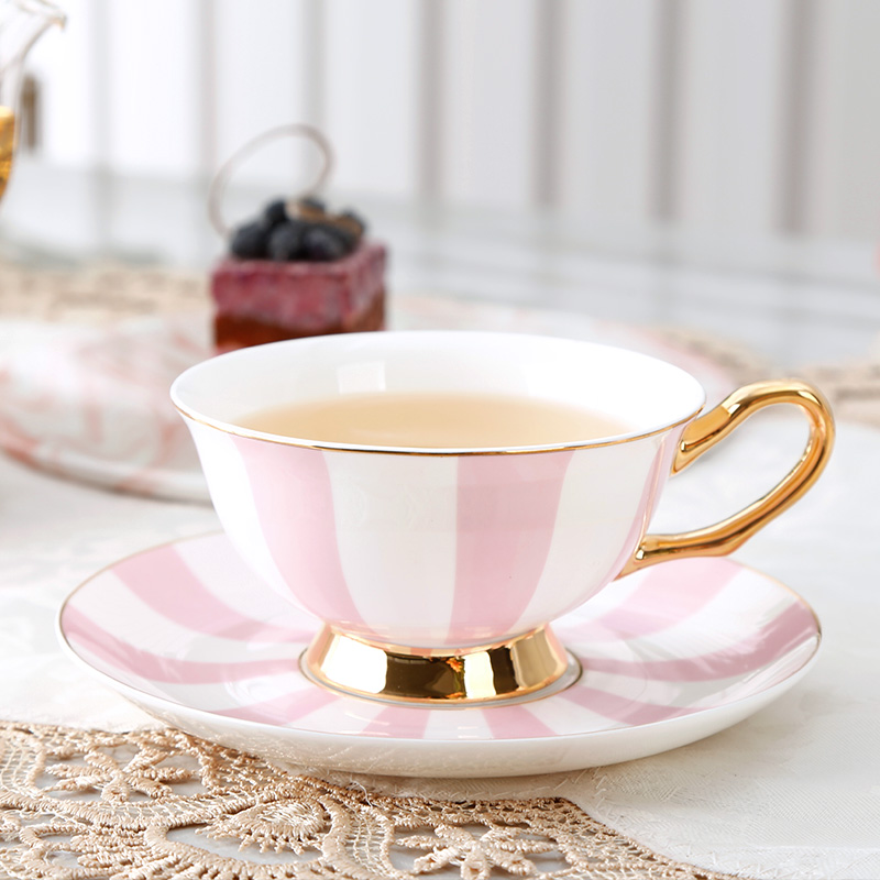 Nordic Stripe Polka Dot Design Ceramic Coffee Cup And Saucer 12 Pcs Afternoon Tea Gift Set