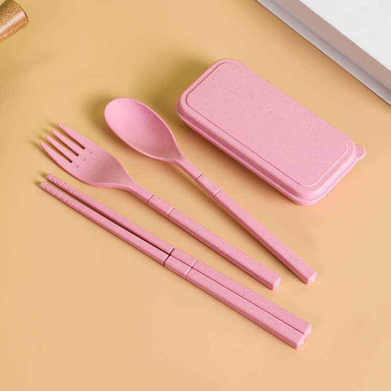 Dinnerware sets wheat straw tableware mini portable detachable spoon fork chopsticks outdoor home camping travel tableware set