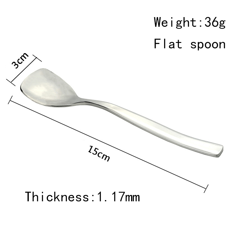 Simple spoon Stainless steel thickened ice cream dessert spoon flat spoon tableware