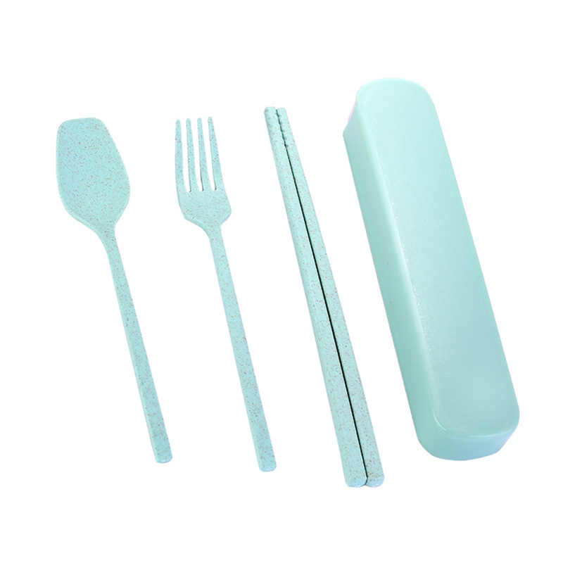 Wheat straw spoon fork chopsticks three-piece children's portable tableware outdoor travel tableware set nordic dinnerware set