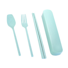 Wheat straw spoon fork chopsticks three-piece children's portable tableware outdoor travel tableware set nordic dinnerware set