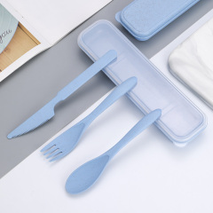 Portable tableware wheat storage box travel gift outdoor use school lunch tableware set dinner set dinnerware dinnerware sets