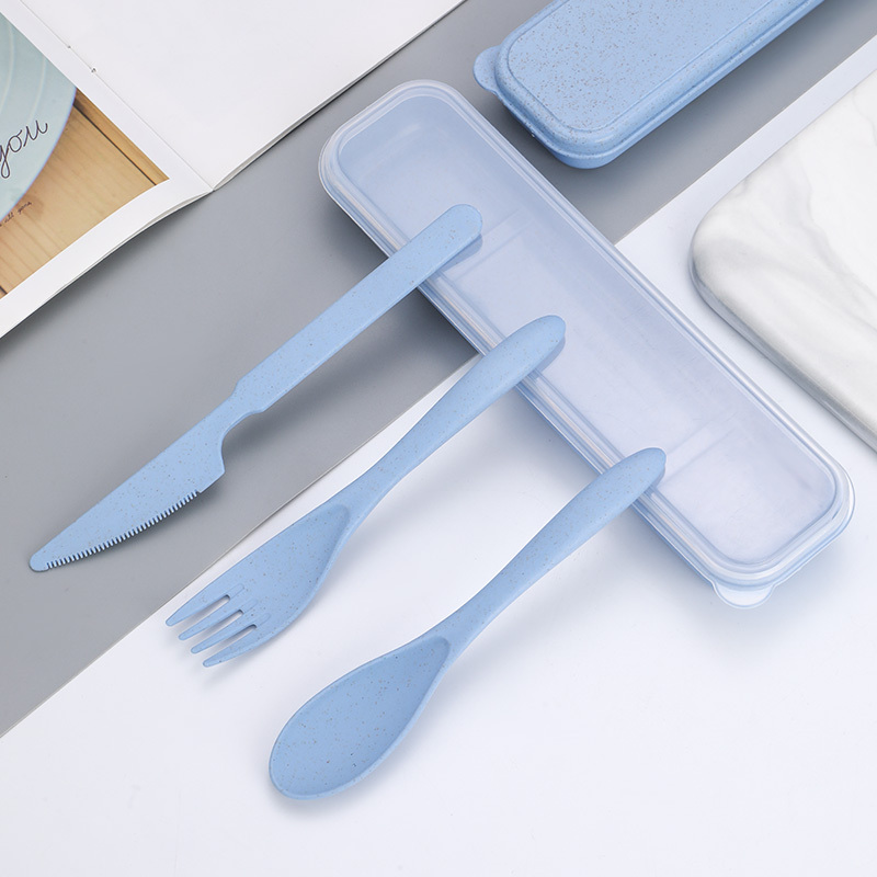 Portable tableware wheat storage box travel gift outdoor use school lunch tableware set dinner set dinnerware dinnerware sets