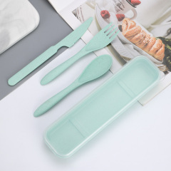 Portable tableware wheat storage box travel gift outdoor use school lunch tableware set dinner set dinnerware dinnerware sets