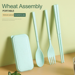 Dinnerware sets wheat straw tableware mini portable detachable spoon fork chopsticks outdoor home camping travel tableware set
