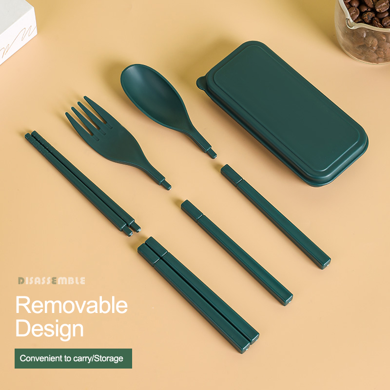 Dinnerware sets wheat straw tableware mini portable detachable spoon fork chopsticks outdoor home camping travel tableware set