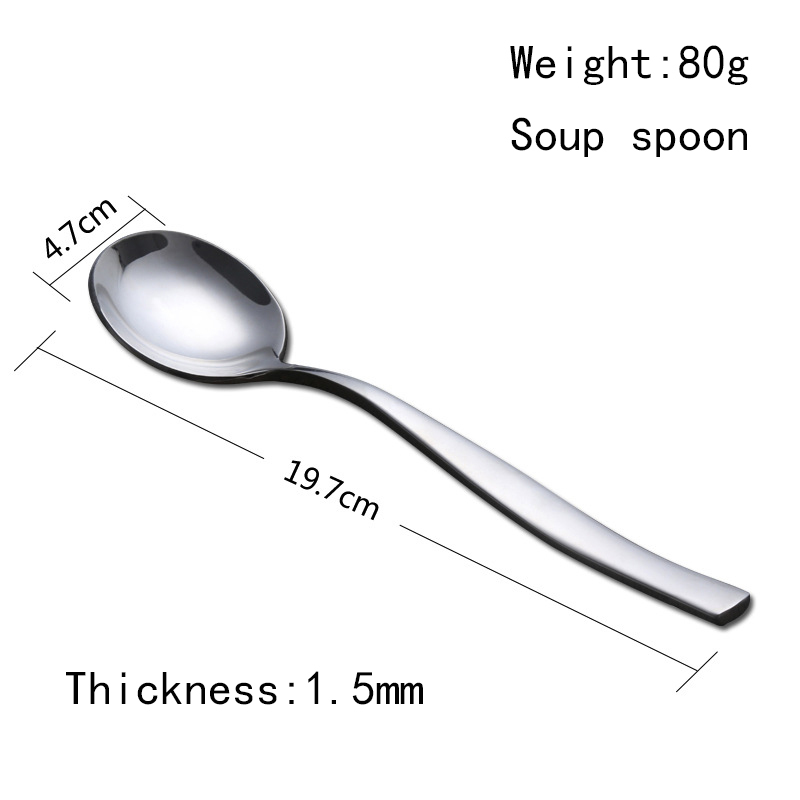 Polished mirror silver forged stainless steel cutlery tableware dinner spoon flatware spoon soup spoon