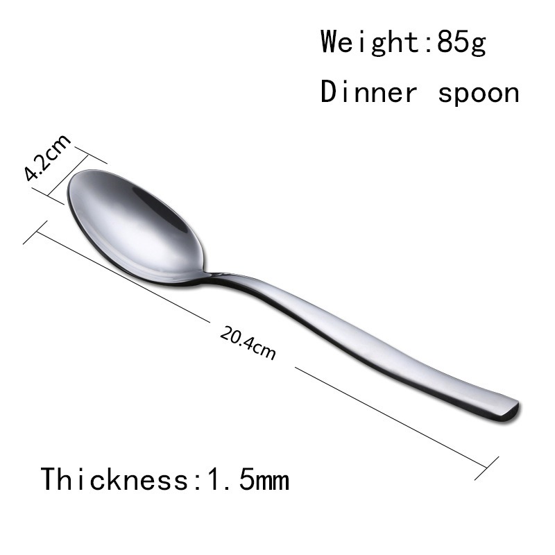 Hot selling forged stainless steel cutlery tableware dinner spoon flatware wedding white silver
