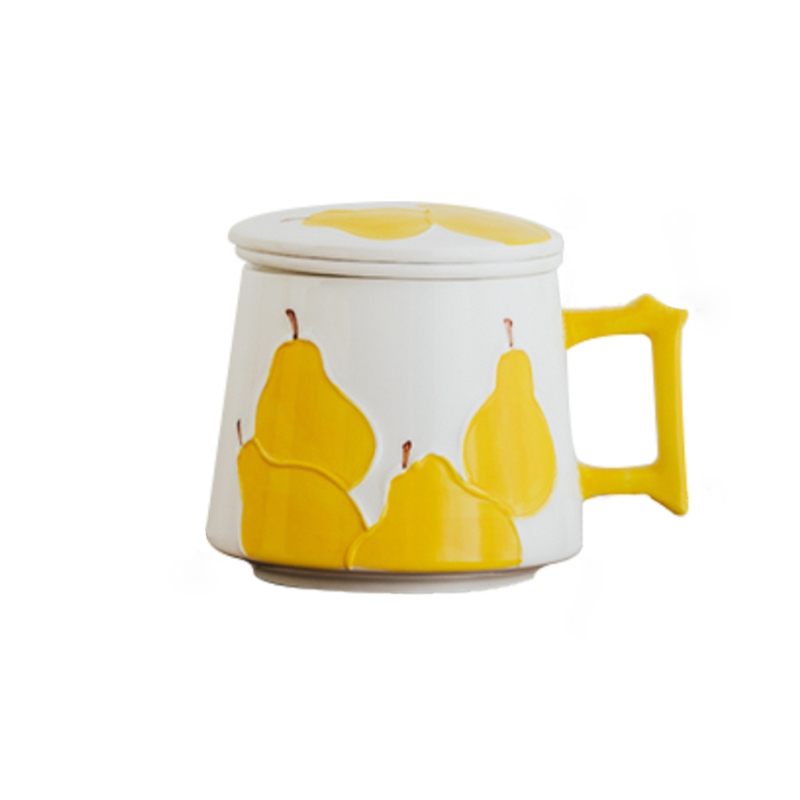 Cute Yellow Pear Design Ceramic Tea Mug Custom Coffee Mug Children Mug Birthday Party Gift Cup