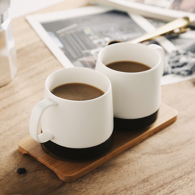 Nordic Modern Simple Style White And Black Ceramic Coffee Mug Porcelain Latte Mug Custom Tea Mug