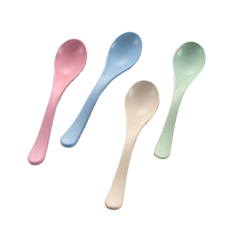 Eco-friendly material biodegradable natural wheat straw fiber rice soup spoon baby spoon spoon set