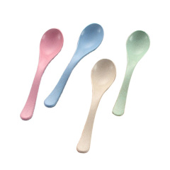 Eco-friendly material biodegradable natural wheat straw fiber rice soup spoon baby spoon spoon set