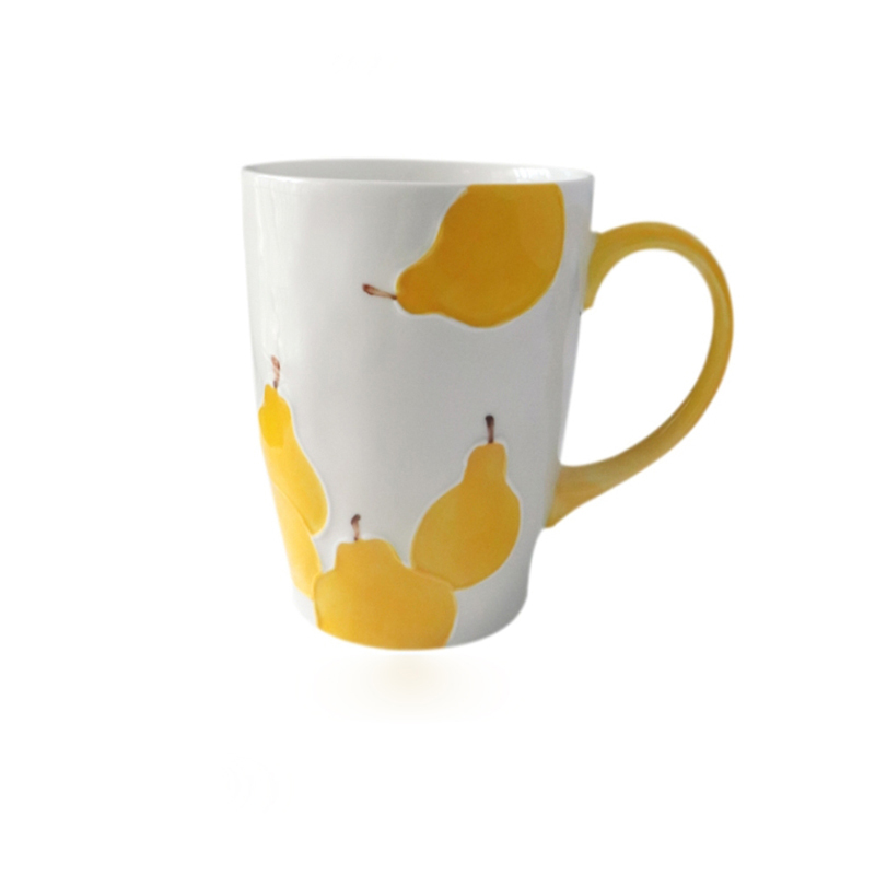 Funny Yellow Pear Design Ceramic Coffee Mug Custom Tea Mug Large Capacity Children Milk Mug