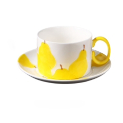 Yellow Pear Design Ceramic Coffee Mug Tea Mug With Saucer Children Breakfast Milk Mug Birthday Gift Cup