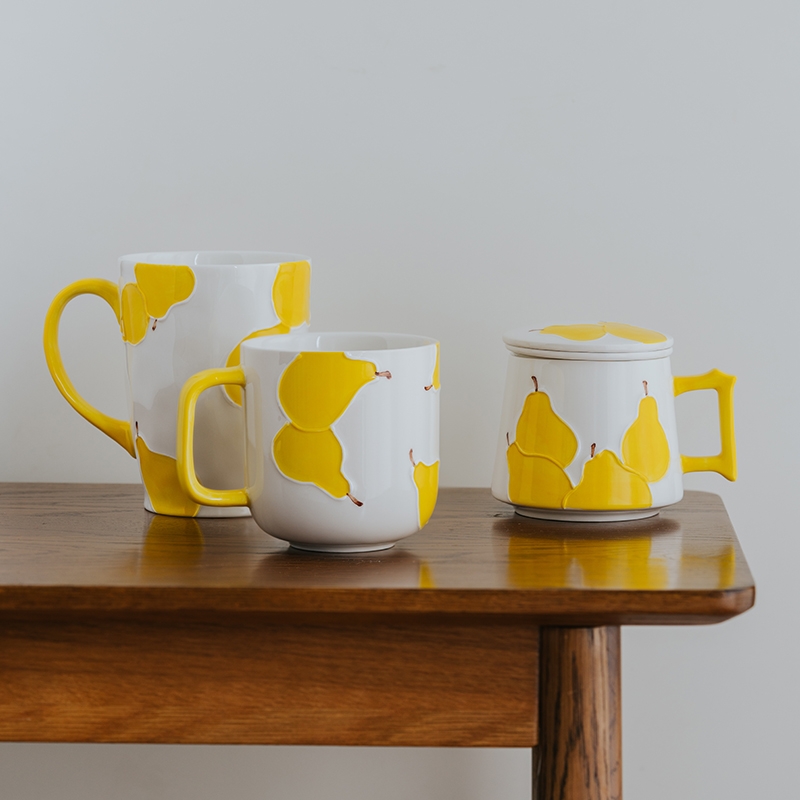 Lovely Pear Design Ceramic Coffee Mug Custom Tea Mug Funny Children Mug Large Capacity Coffee Cup