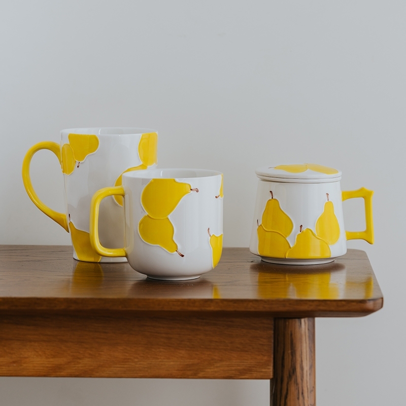 Lovely Pear Design Ceramic Coffee Mug Custom Tea Mug Funny Children Mug Large Capacity Coffee Cup