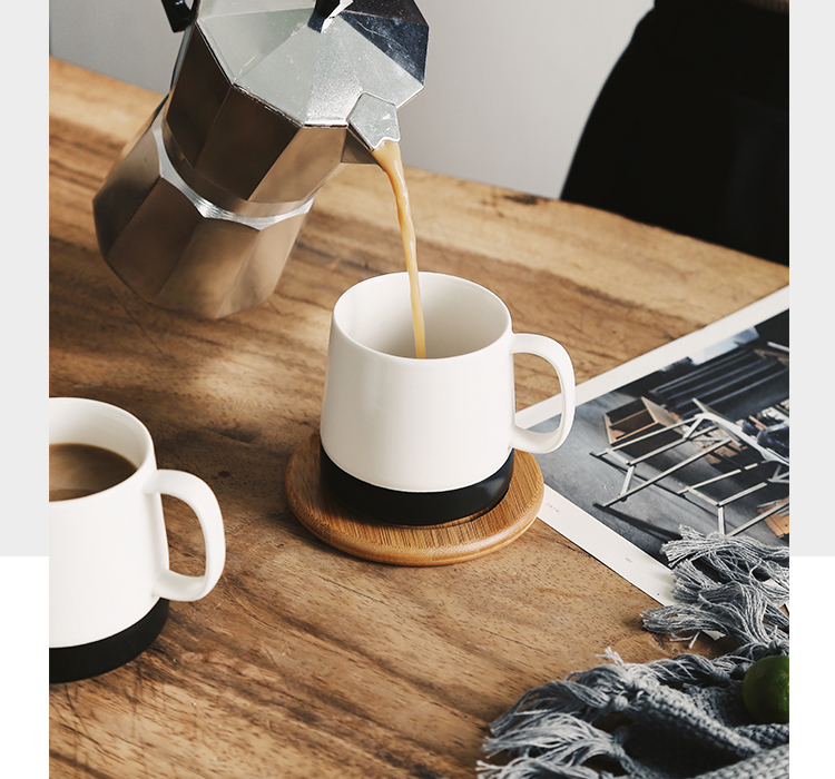 Nordic Modern Simple Style White And Black Ceramic Coffee Mug Porcelain Latte Mug Custom Tea Mug
