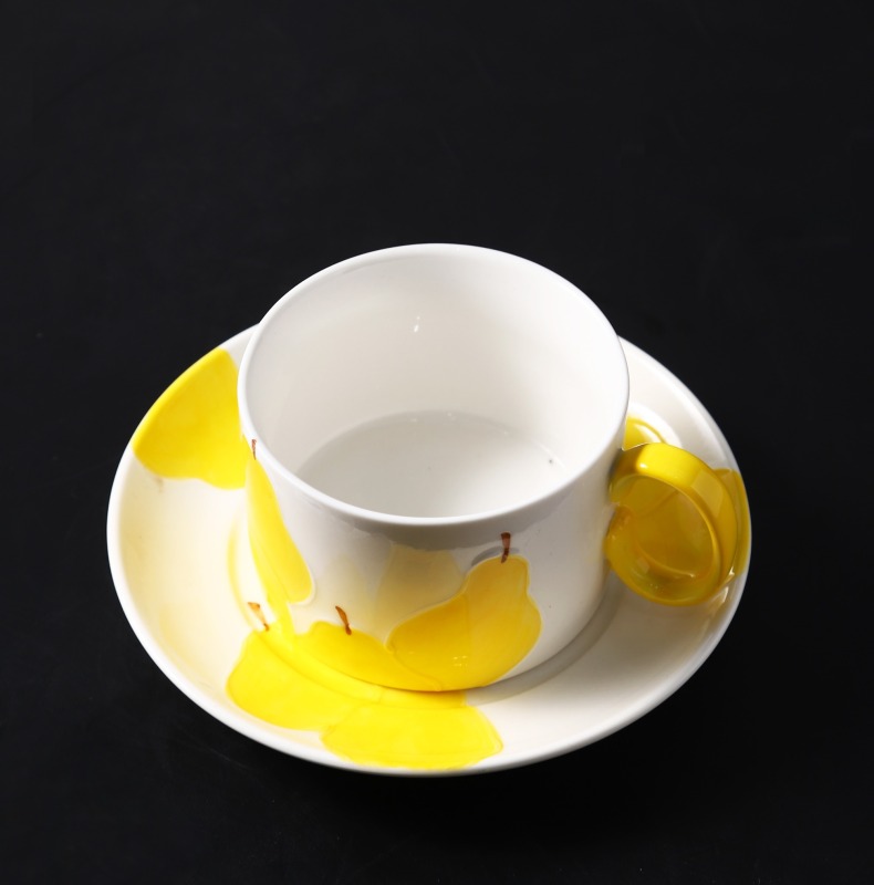 Yellow Pear Design Ceramic Coffee Mug Tea Mug With Saucer Children Breakfast Milk Mug Birthday Gift Cup