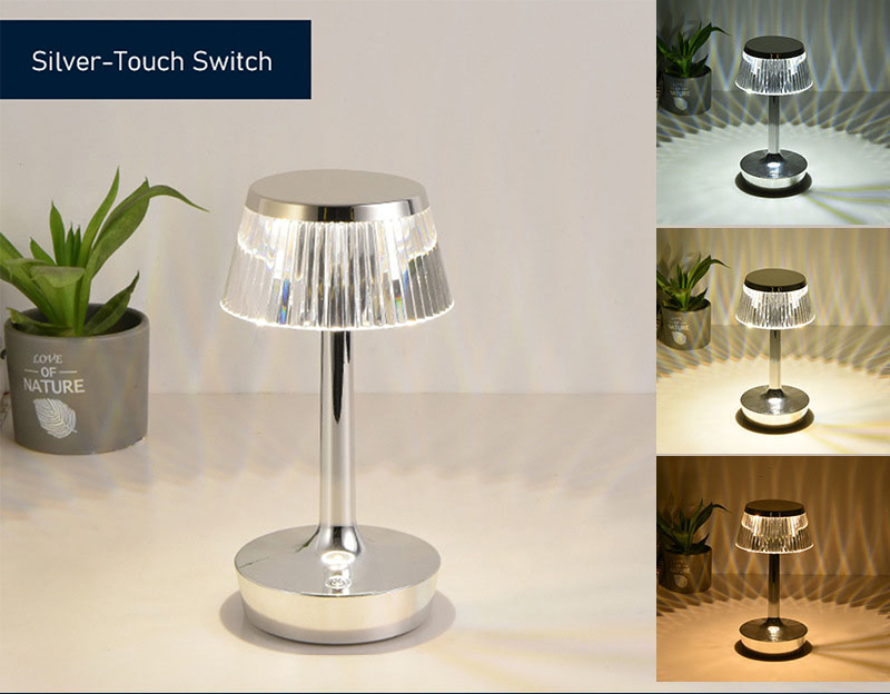 European Luxury Acrylic Table Lamp Rechargeable LED Touch Control Night Lamp Bedside Crystal Light Home Hotel Decoration