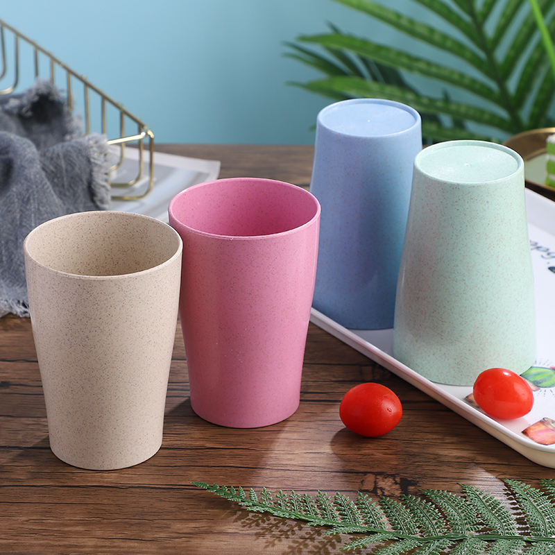 Fashionable shape wheat straw plastic cup travel environmental protection biodegradable stackable round wheat straw coffee cup