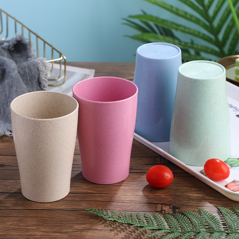 Fashionable shape wheat straw plastic cup travel environmental protection biodegradable stackable round wheat straw coffee cup