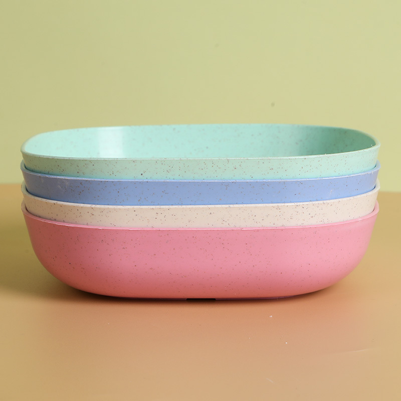 Safe and environmentally friendly wheat straw fiber square plate dinnerware sets Dishes & Plates