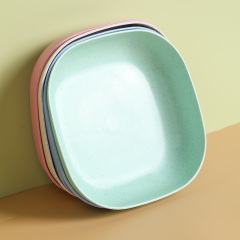 Safe and environmentally friendly wheat straw fiber square plate dinnerware sets Dishes &amp; Plates