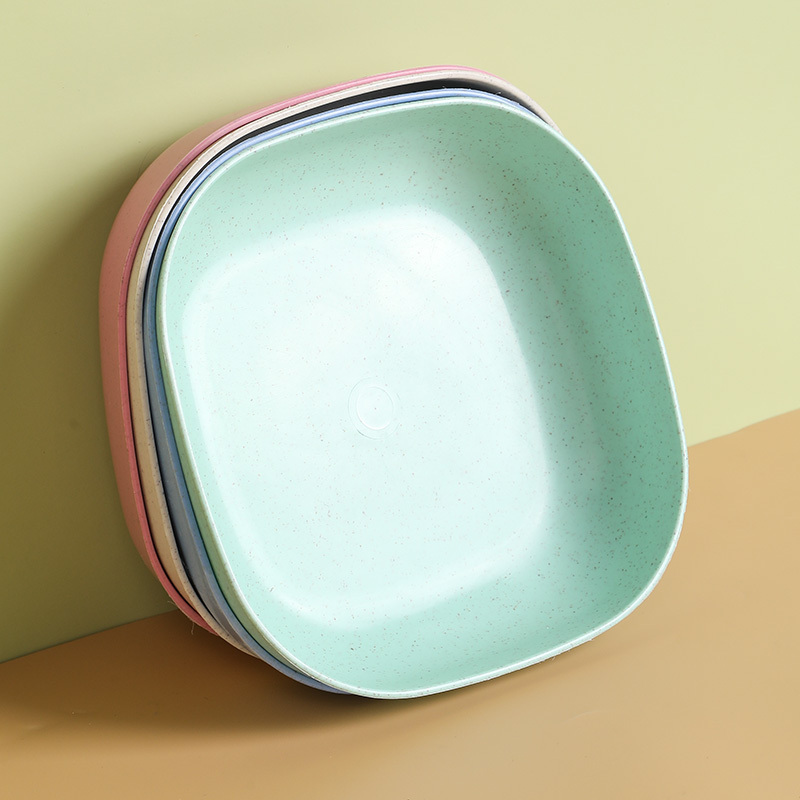 Safe and environmentally friendly wheat straw fiber square plate dinnerware sets Dishes & Plates