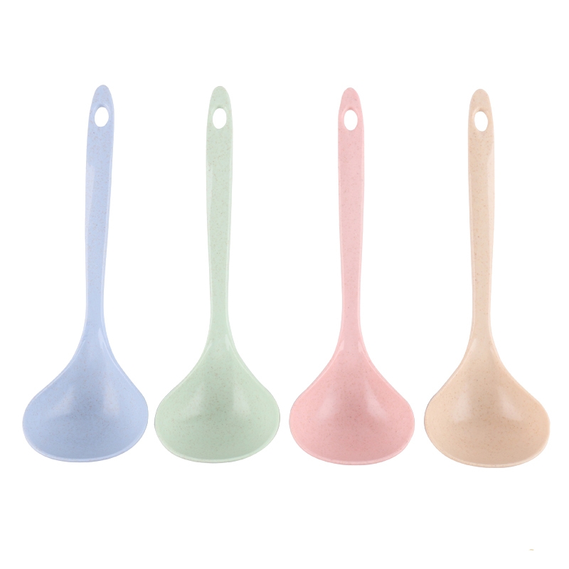 Wheat straw plastic soup spoon biodegradable color soup spoon kitchen utensils spoon set