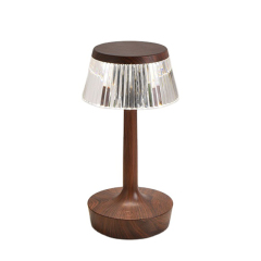 Luxury Vintage Walnut Color Acrylic Table Lamp Bedroom Hotel Decoration Bedside Light LED Crystal Night Lamp