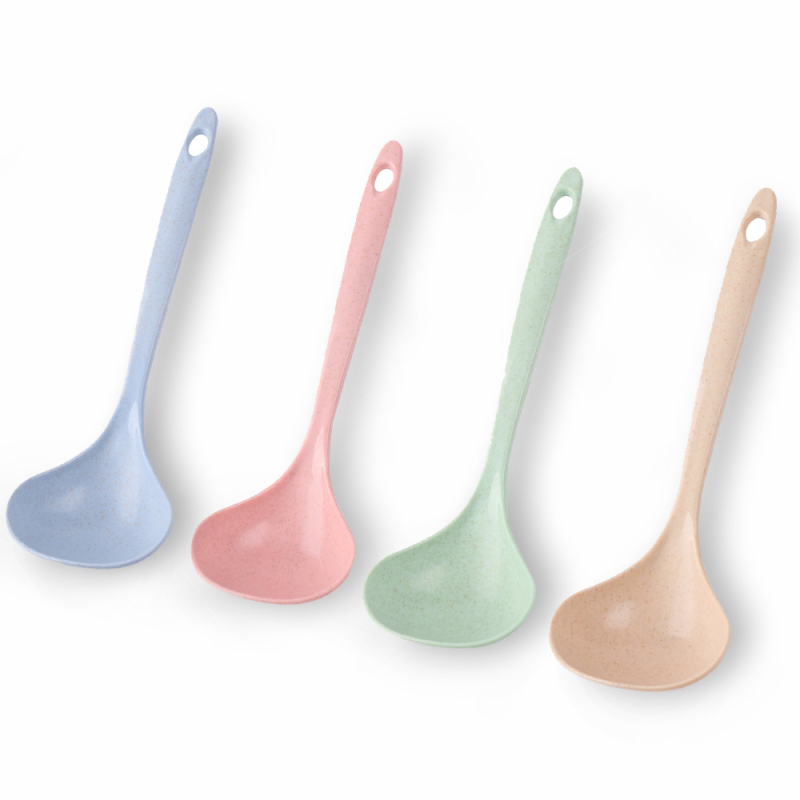 Wheat straw plastic soup spoon biodegradable color soup spoon kitchen utensils spoon set