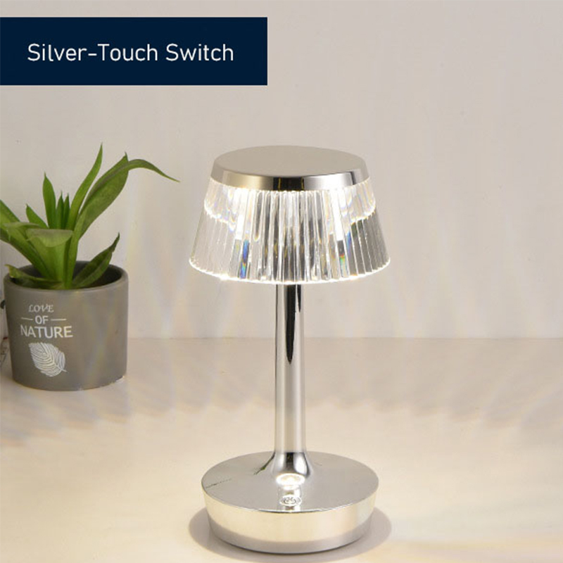 European Luxury Acrylic Table Lamp Rechargeable LED Touch Control Night Lamp Bedside Crystal Light Home Hotel Decoration