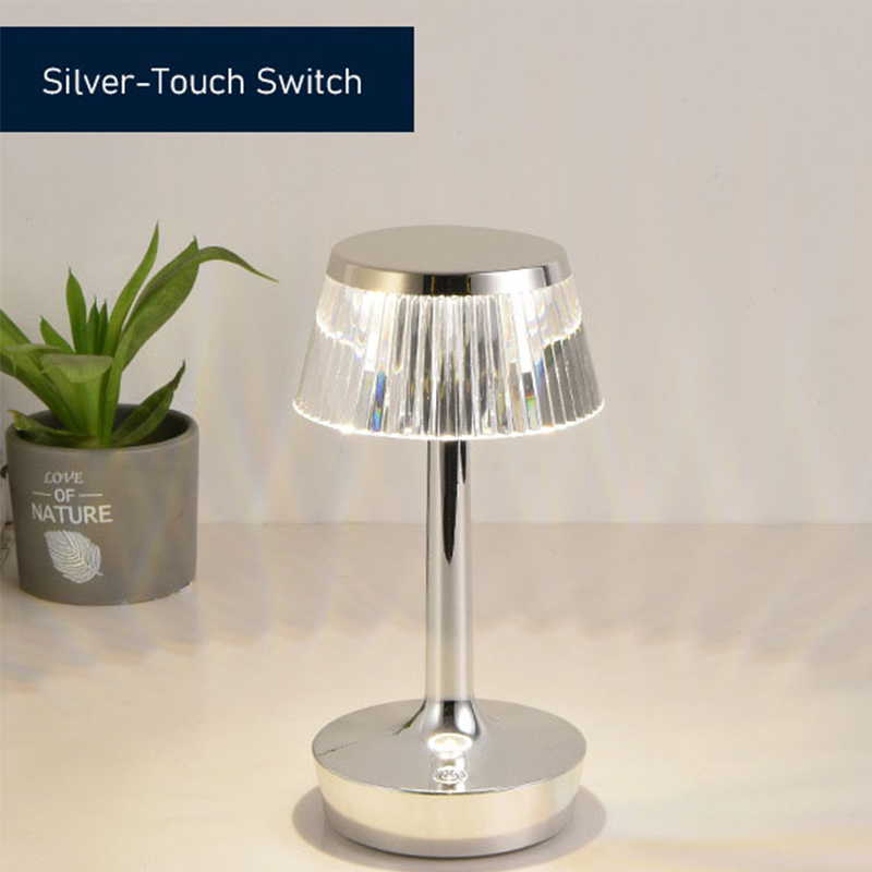 European Luxury Acrylic Table Lamp Rechargeable LED Touch Control Night Lamp Bedside Crystal Light Home Hotel Decoration