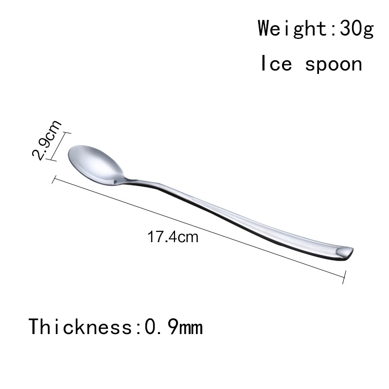 High quality stainless steel cutlery silverware set stainless steel flatware long handle ice mixing spoon