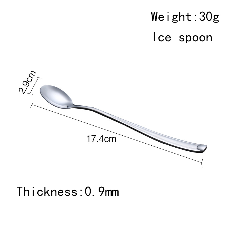 High quality stainless steel cutlery silverware set stainless steel flatware long handle ice mixing spoon
