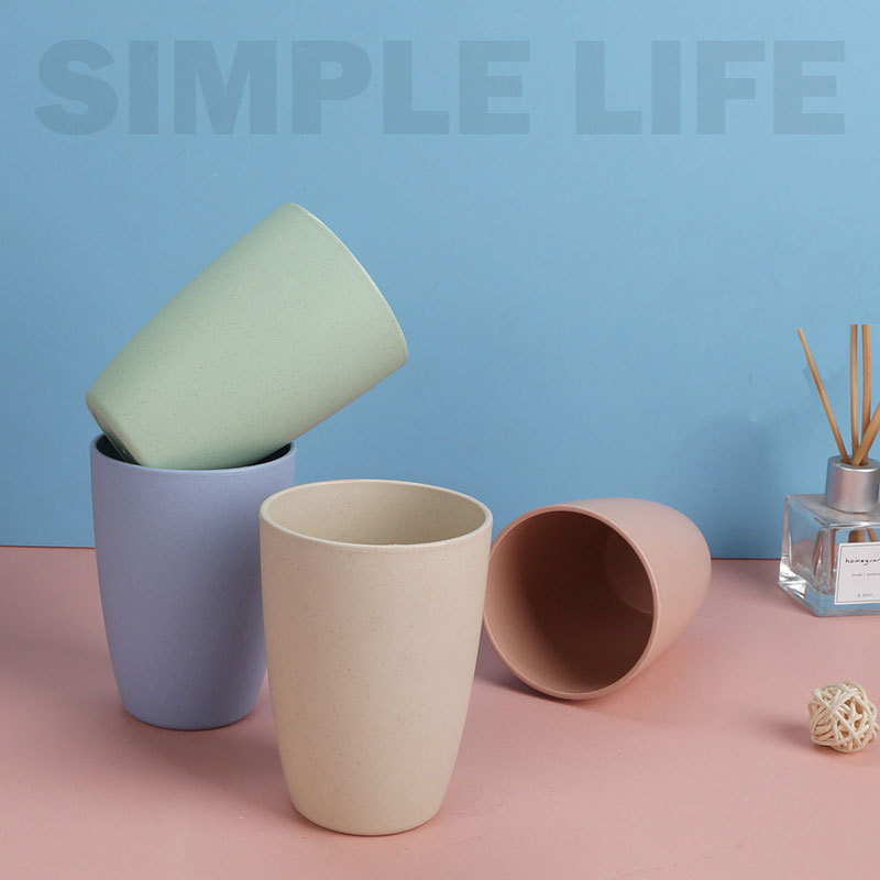 Wheat straw milk cup,drinking cup,household couple toothbrush cup wash cup pot belly cup a set of cups for a trip
