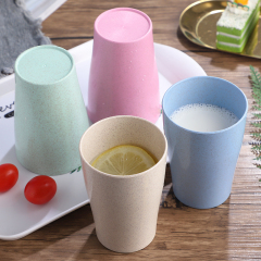 Fashionable shape wheat straw plastic cup travel environmental protection biodegradable stackable round wheat straw coffee cup