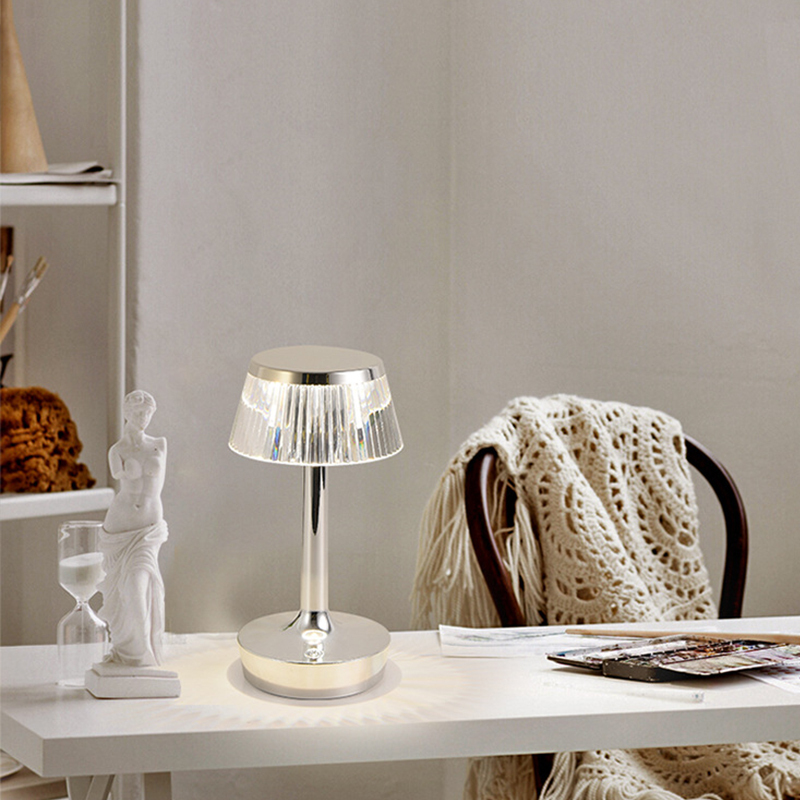 Luxury Acrylic Table Lamp Modern Hotel Decoration Bedroom LED Bedside Crystal Light USB Night Lamp
