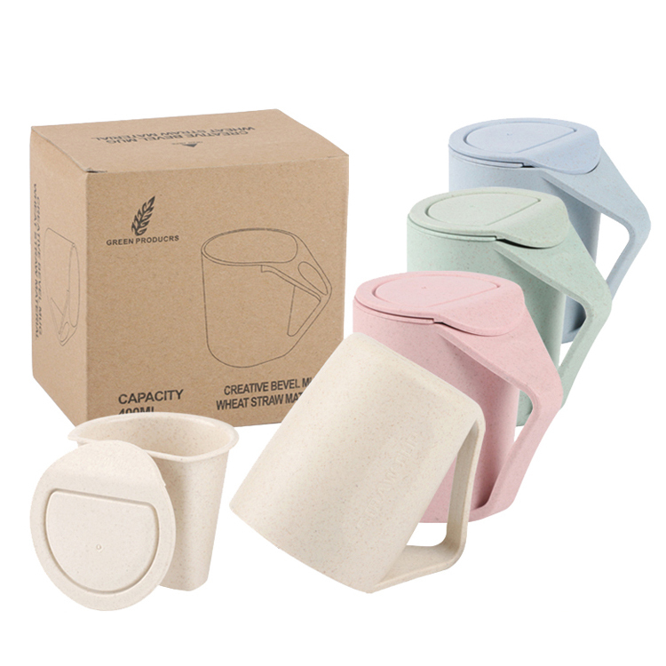 Detachable design environmentally friendly portable travel PP wheat straw plastic biodegradable teacup cup with filter and lid