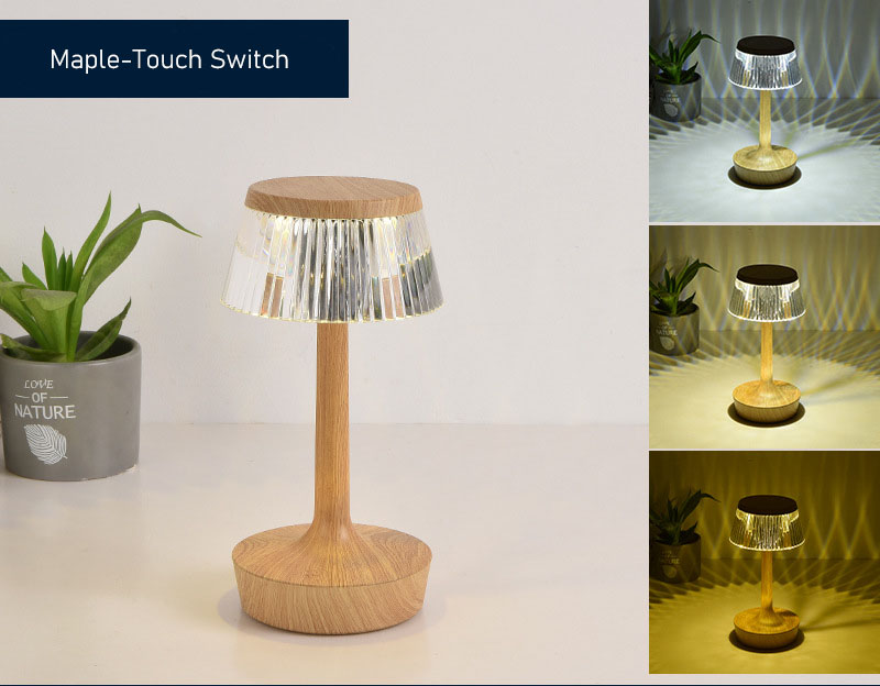 European Bedside Acrylic Table Lamp Luxury Home Hotel Decoration Crystal Light Rechargeable LED Touch Control Night Lamp