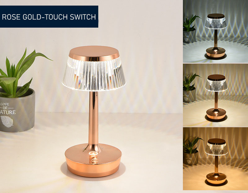 Modern Rechargeable Acrylic Table Lamp Bedside Crystal Light LED Touch Control Night Lamp Home Office Hotel