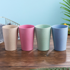Fashionable shape wheat straw plastic cup travel environmental protection biodegradable stackable round wheat straw coffee cup