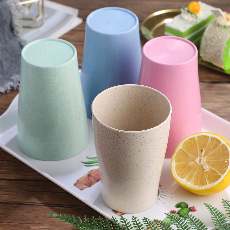 Fashionable shape wheat straw plastic cup travel environmental protection biodegradable stackable round wheat straw coffee cup