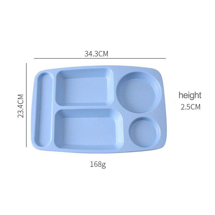 Wheat straw dinner plate Nordic four-color office workers students are convenient to carry tableware plate set dinner