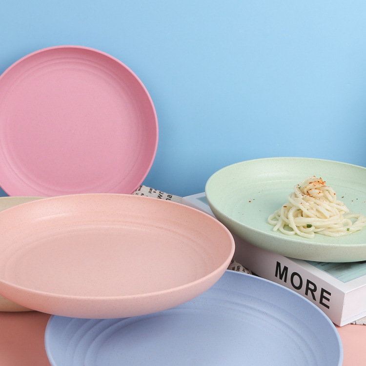 20CM Dinner Plate Degradable Set Dinner Plate Deep Light And Unbreakable Wheat Straw Fruit Plate