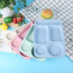 Wheat straw dinner plate Nordic four-color office workers students are convenient to carry tableware plate set dinner